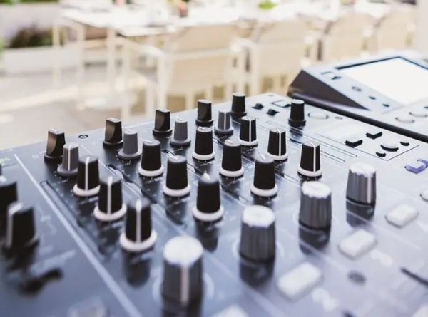 Party DJ setup with professional equipment