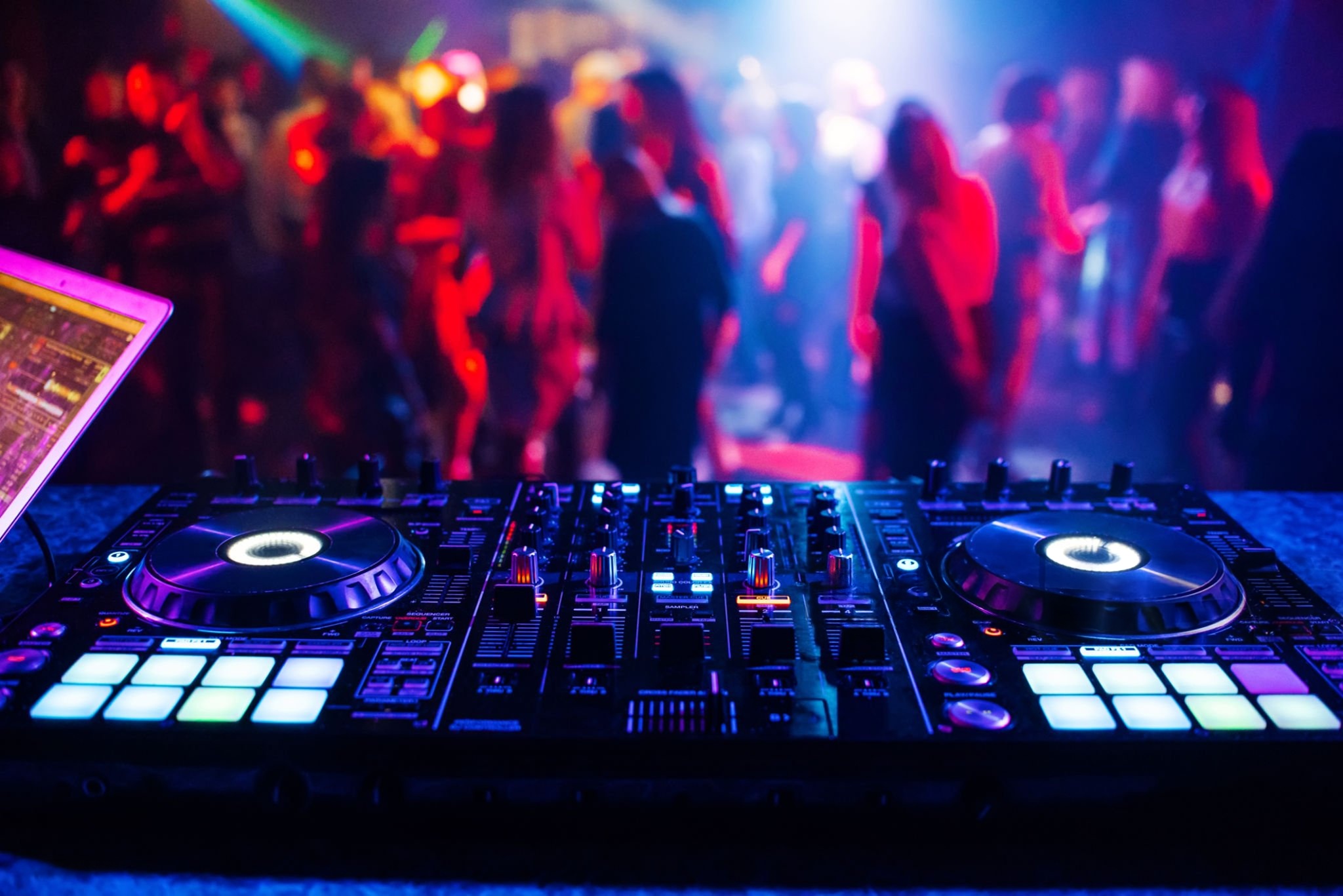 Party DJ setup with professional equipment